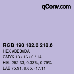カラーコード: RGB 190 182.6 218.6 | qconv.com