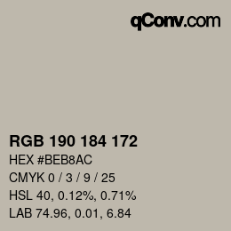 カラーコード: RGB 190 184 172 | qconv.com