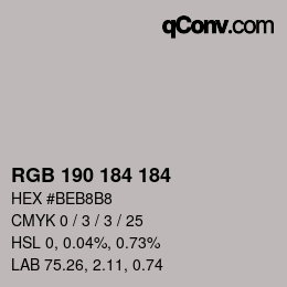 颜色代码: RGB 190 184 184 | qconv.com
