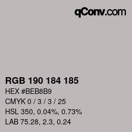 颜色代码: RGB 190 184 185 | qconv.com