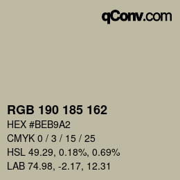 カラーコード: RGB 190 185 162 | qconv.com