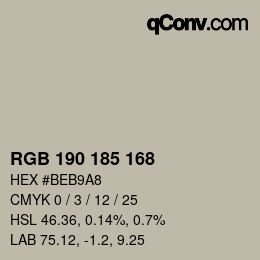 Color code: RGB 190 185 168 | qconv.com