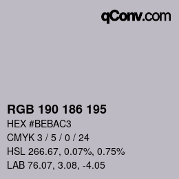 Color code: RGB 190 186 195 | qconv.com