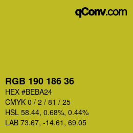 颜色代码: RGB 190 186 36 | qconv.com