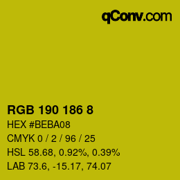 Color code: RGB 190 186 8 | qconv.com