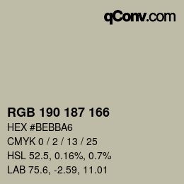 Color code: RGB 190 187 166 | qconv.com