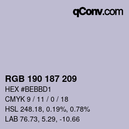 Color code: RGB 190 187 209 | qconv.com