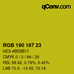 Color code: RGB 190 187 23 | qconv.com