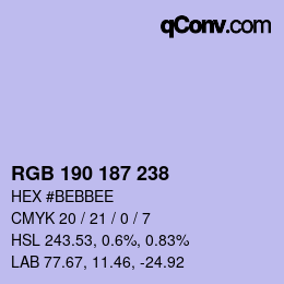 Color code: RGB 190 187 238 | qconv.com