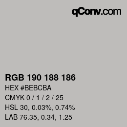 Código de color: RGB 190 188 186 | qconv.com