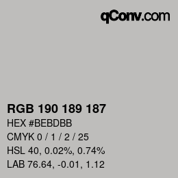 Color code: RGB 190 189 187 | qconv.com