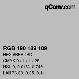 颜色代码: RGB 190 189 189 | qconv.com