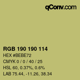 Color code: RGB 190 190 114 | qconv.com