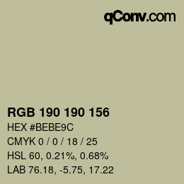 Color code: RGB 190 190 156 | qconv.com