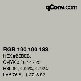 Farbcode: RGB 190 190 183 | qconv.com