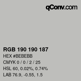 Farbcode: RGB 190 190 187 | qconv.com