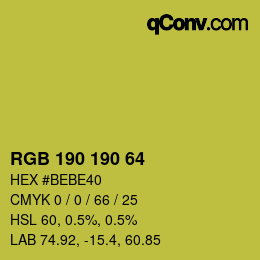 Color code: RGB 190 190 64 | qconv.com