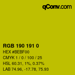 Color code: RGB 190 191 0 | qconv.com