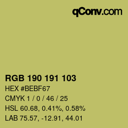カラーコード: RGB 190 191 103 | qconv.com