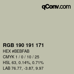 Código de color: RGB 190 191 171 | qconv.com