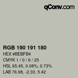 颜色代码: RGB 190 191 180 | qconv.com