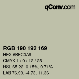Color code: RGB 190 192 169 | qconv.com