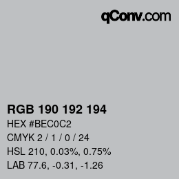 Color code: RGB 190 192 194 | qconv.com