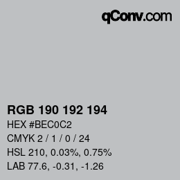 カラーコード: RGB 190 192 194 | qconv.com