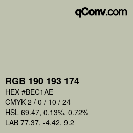Color code: RGB 190 193 174 | qconv.com