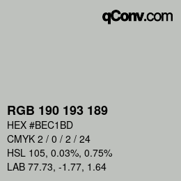 Color code: RGB 190 193 189 | qconv.com