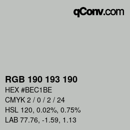 Farbcode: RGB 190 193 190 | qconv.com