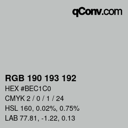 Color code: RGB 190 193 192 | qconv.com