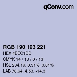 Color code: RGB 190 193 221 | qconv.com