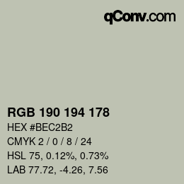カラーコード: RGB 190 194 178 | qconv.com