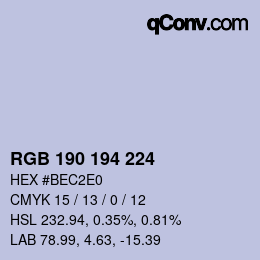 颜色代码: RGB 190 194 224 | qconv.com