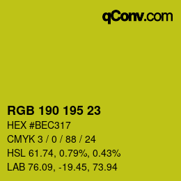 Color code: RGB 190 195 23 | qconv.com