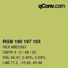Color code: RGB 190 197 103 | qconv.com