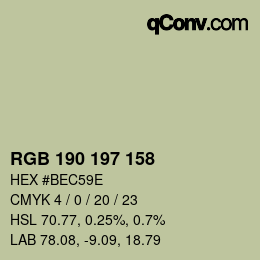 Color code: RGB 190 197 158 | qconv.com