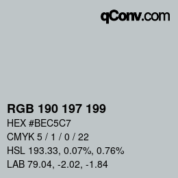 Color code: RGB 190 197 199 | qconv.com