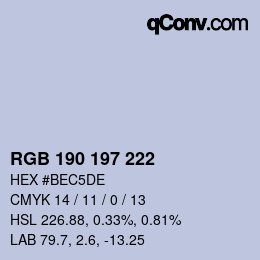 カラーコード: RGB 190 197 222 | qconv.com