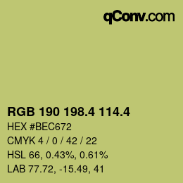 カラーコード: RGB 190 198.4 114.4 | qconv.com
