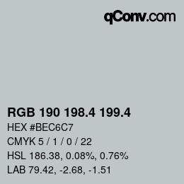 カラーコード: RGB 190 198.4 199.4 | qconv.com