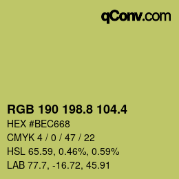 カラーコード: RGB 190 198.8 104.4 | qconv.com