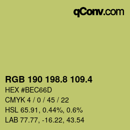 カラーコード: RGB 190 198.8 109.4 | qconv.com