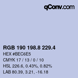 カラーコード: RGB 190 198.8 229.4 | qconv.com