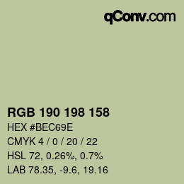 Color code: RGB 190 198 158 | qconv.com