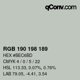 Color code: RGB 190 198 189 | qconv.com