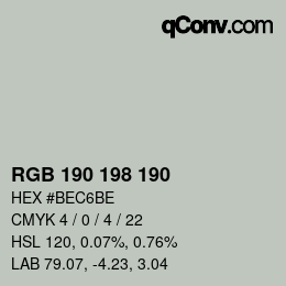 Farbcode: RGB 190 198 190 | qconv.com