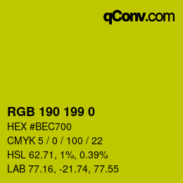 Color code: RGB 190 199 0 | qconv.com