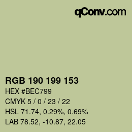 Color code: RGB 190 199 153 | qconv.com